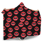 Women's Lips Pattern Print Hooded Blanket