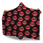 Women's Lips Pattern Print Hooded Blanket