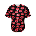 Women's Lips Pattern Print Men's Baseball Jersey