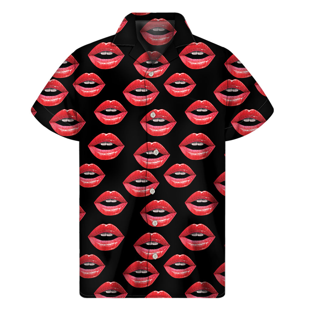 Women's Lips Pattern Print Men's Short Sleeve Shirt