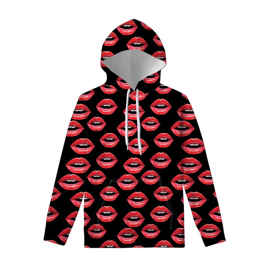 Women's Lips Pattern Print Pullover Hoodie