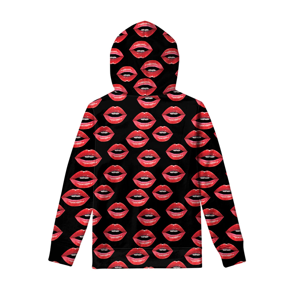 Women's Lips Pattern Print Pullover Hoodie