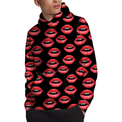 Women's Lips Pattern Print Pullover Hoodie