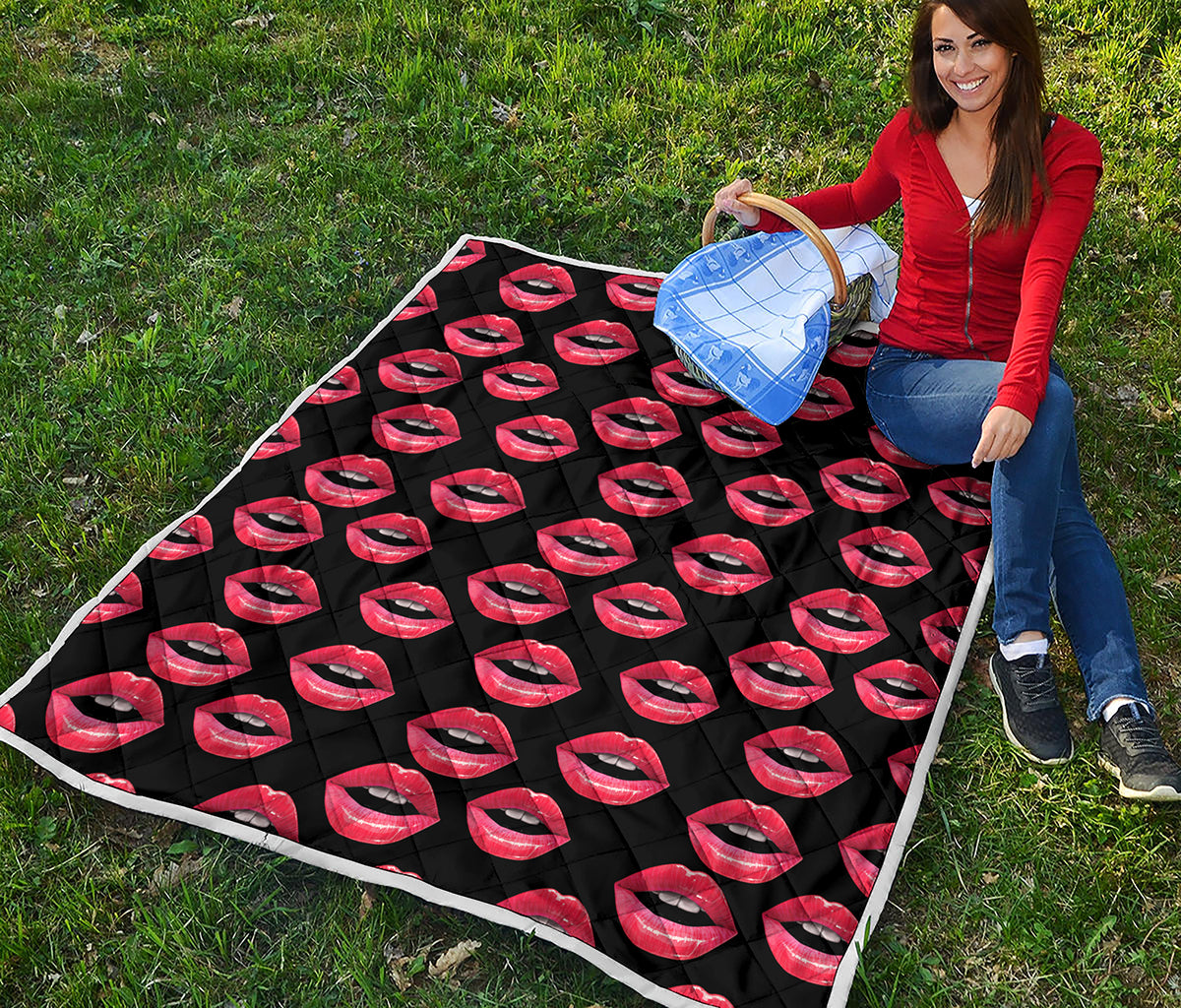 Women's Lips Pattern Print Quilt