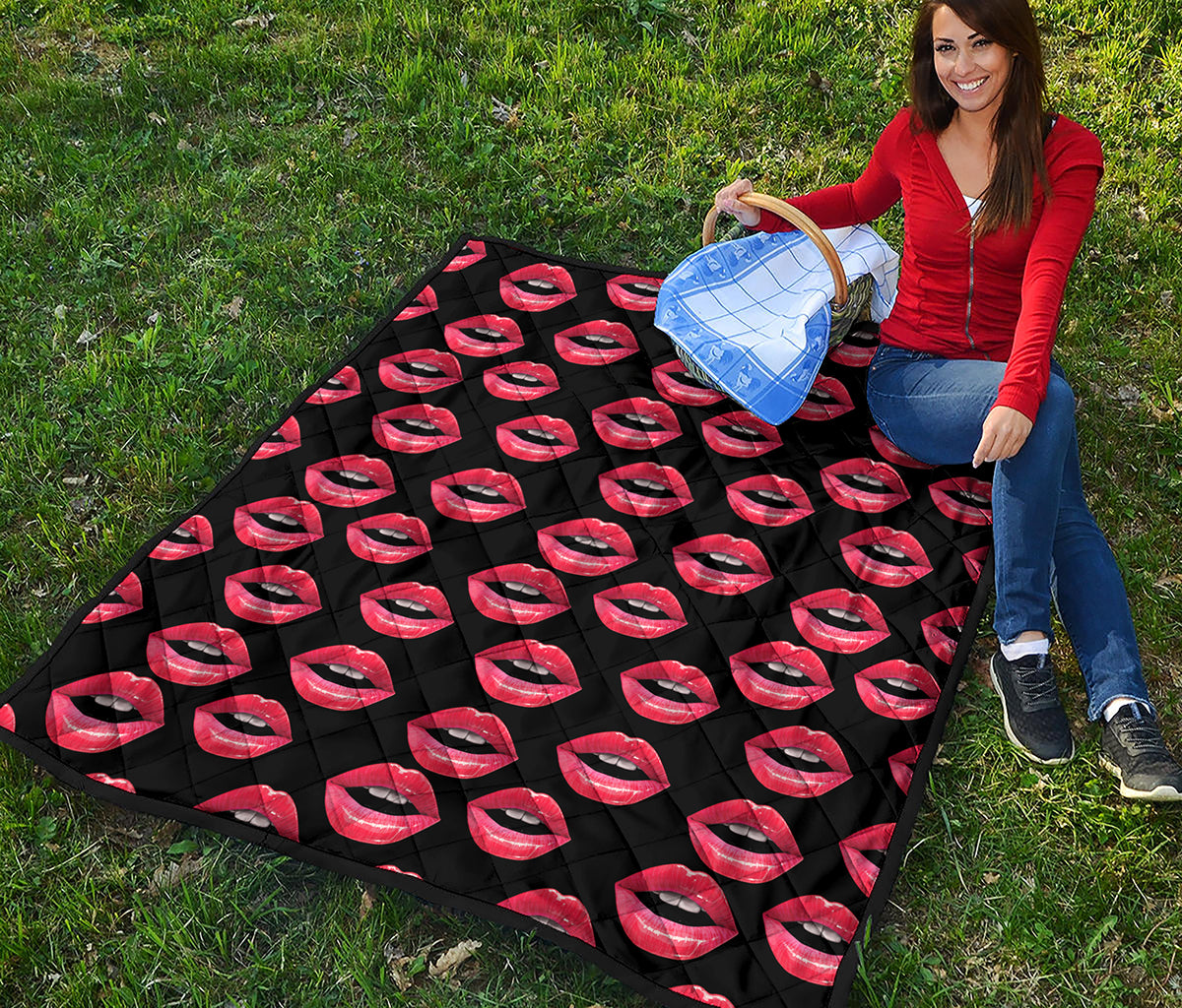 Women's Lips Pattern Print Quilt