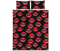 Women's Lips Pattern Print Quilt Bed Set