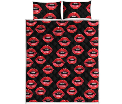 Women's Lips Pattern Print Quilt Bed Set