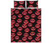Women's Lips Pattern Print Quilt Bed Set