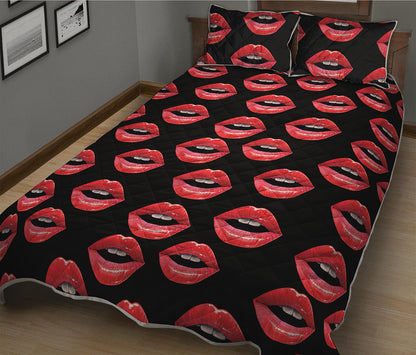 Women's Lips Pattern Print Quilt Bed Set