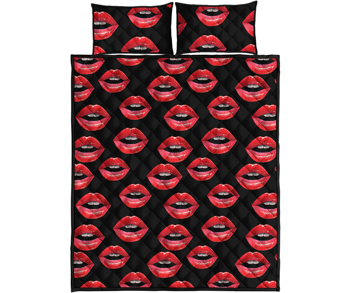 Women's Lips Pattern Print Quilt Bed Set