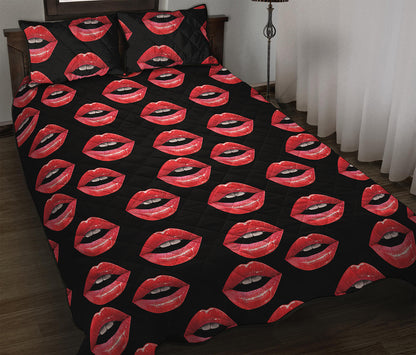 Women's Lips Pattern Print Quilt Bed Set
