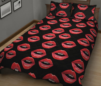 Women's Lips Pattern Print Quilt Bed Set