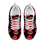 Women's Lips Pattern Print White Sneakers