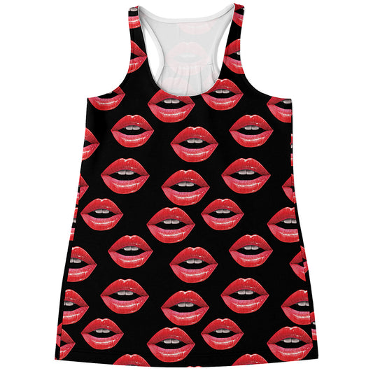 Women's Lips Pattern Print Women's Racerback Tank Top