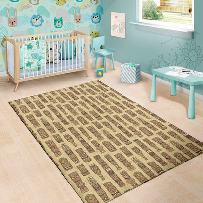 Wooden Tiki Pattern Print Area Rug