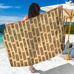 Wooden Tiki Pattern Print Beach Sarong Wrap