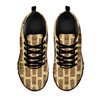 Wooden Tiki Pattern Print Black Sneakers