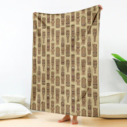 Wooden Tiki Pattern Print Blanket