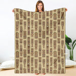 Wooden Tiki Pattern Print Blanket