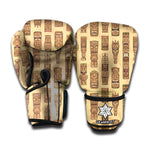 Wooden Tiki Pattern Print Boxing Gloves