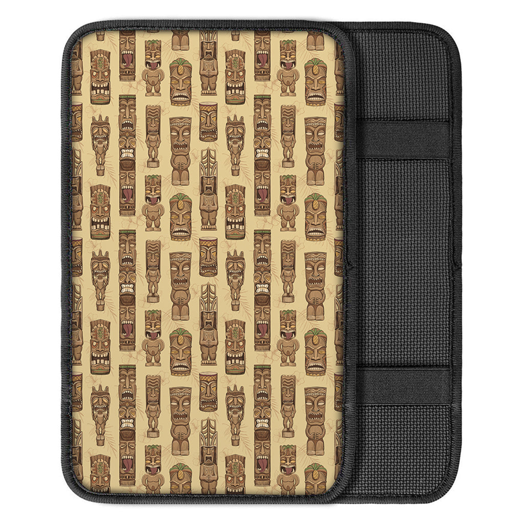 Wooden Tiki Pattern Print Car Center Console Cover