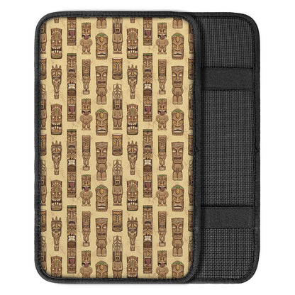 Wooden Tiki Pattern Print Car Center Console Cover