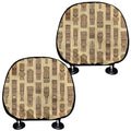 Wooden Tiki Pattern Print Car Headrest Covers