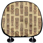 Wooden Tiki Pattern Print Car Headrest Covers