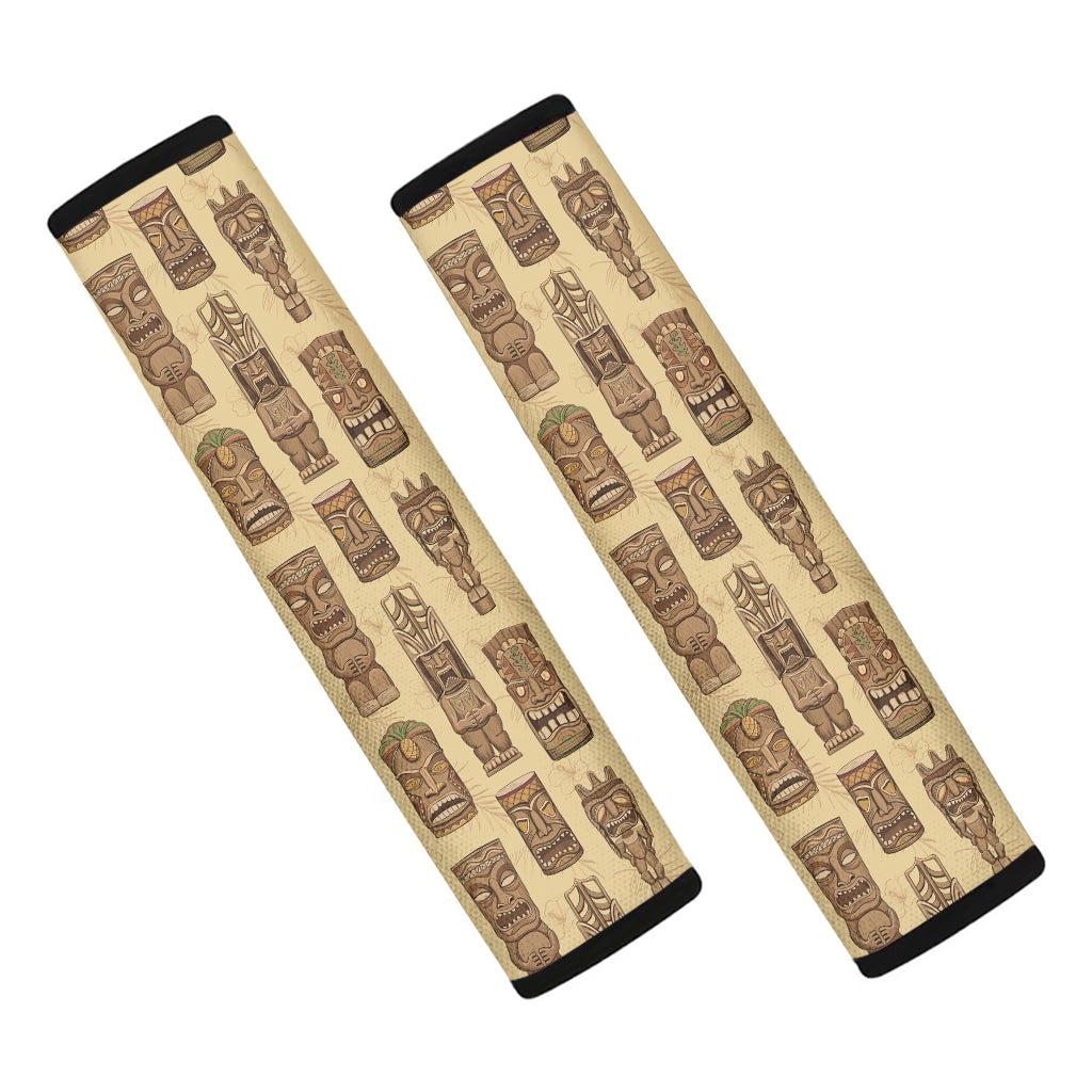 Wooden Tiki Pattern Print Car Seat Belt Covers