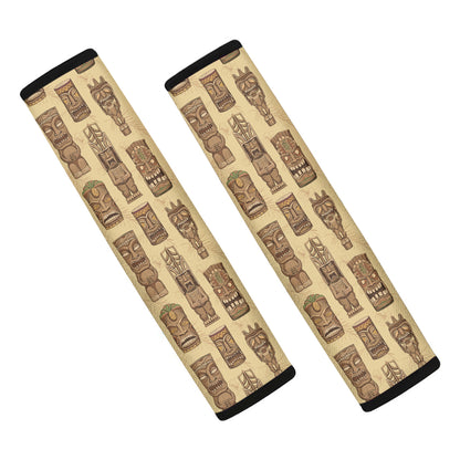 Wooden Tiki Pattern Print Car Seat Belt Covers