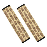 Wooden Tiki Pattern Print Car Seat Belt Covers