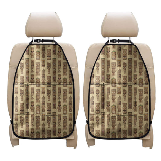 Wooden Tiki Pattern Print Car Seat Organizers