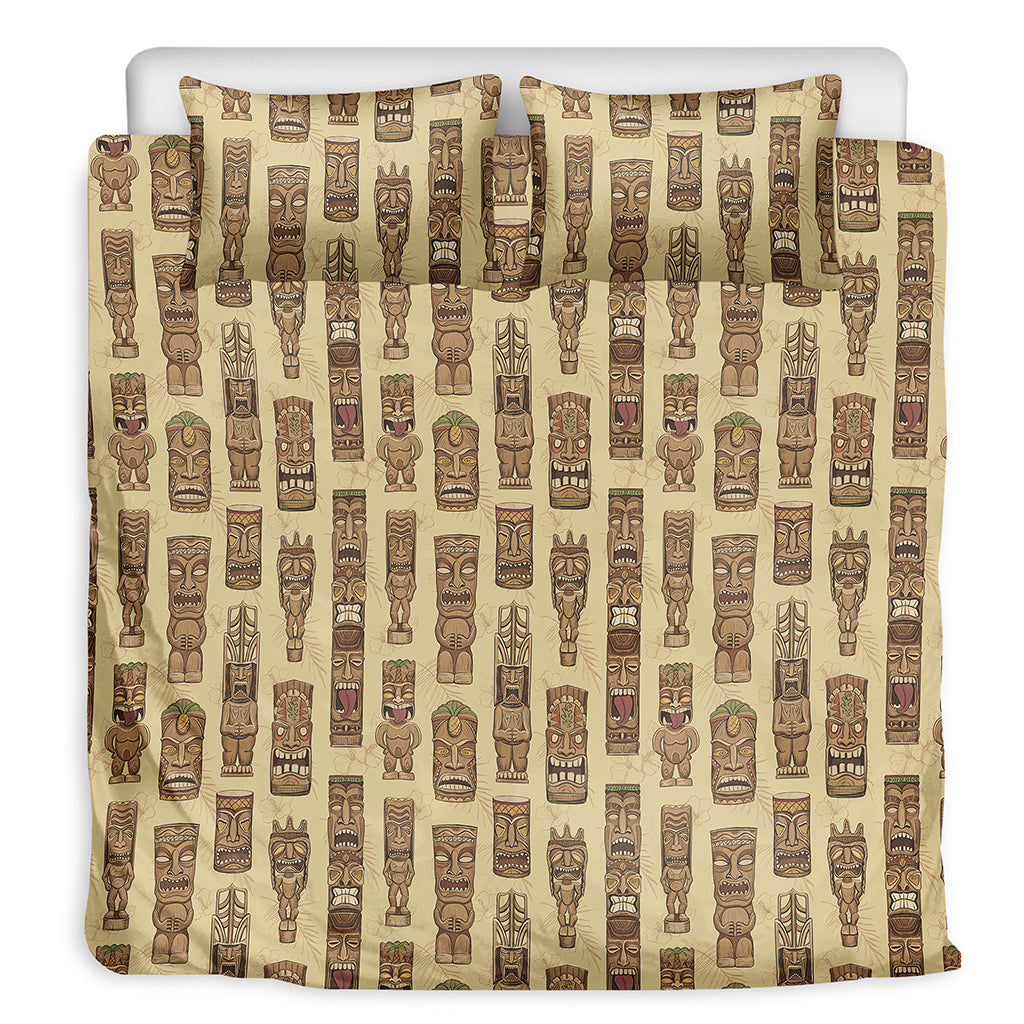 Wooden Tiki Pattern Print Duvet Cover Bedding Set