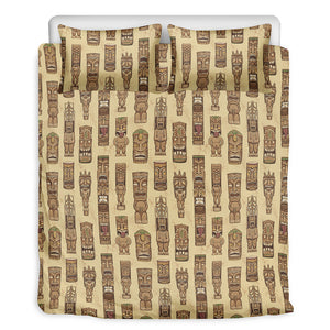 Wooden Tiki Pattern Print Duvet Cover Bedding Set