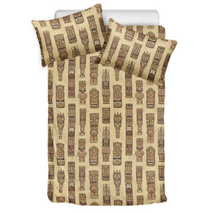 Wooden Tiki Pattern Print Duvet Cover Bedding Set