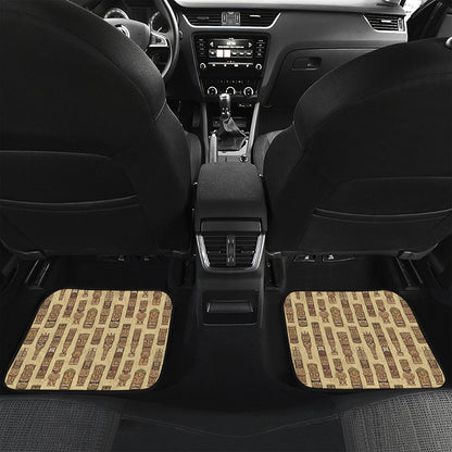 Wooden Tiki Pattern Print Front and Back Car Floor Mats