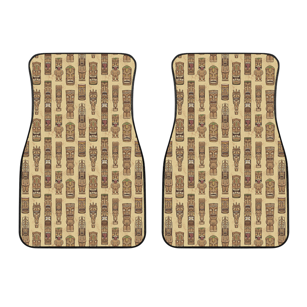 Wooden Tiki Pattern Print Front Car Floor Mats