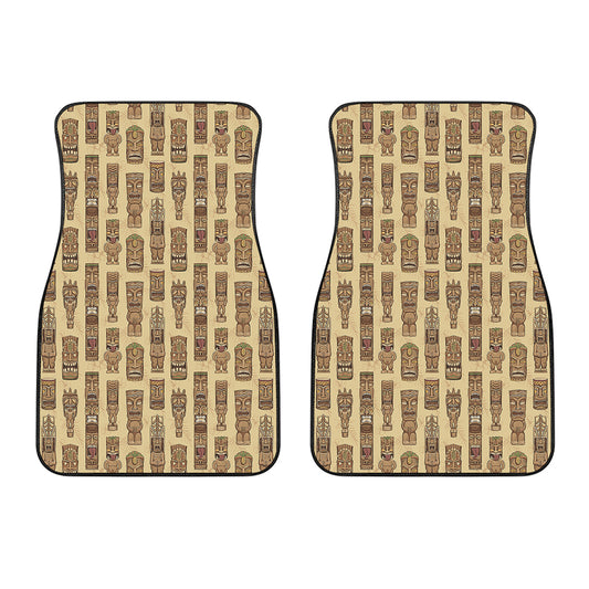 Wooden Tiki Pattern Print Front Car Floor Mats