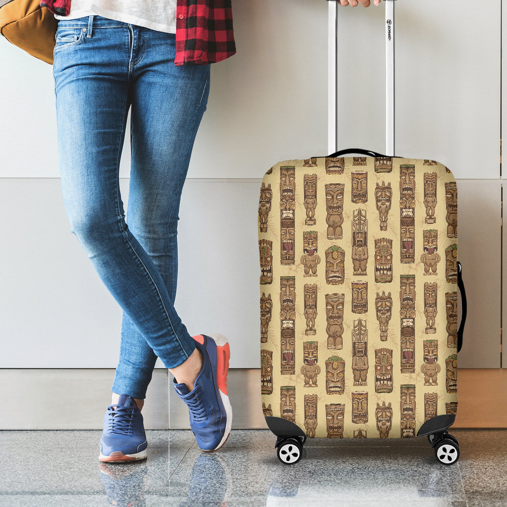 Wooden Tiki Pattern Print Luggage Cover