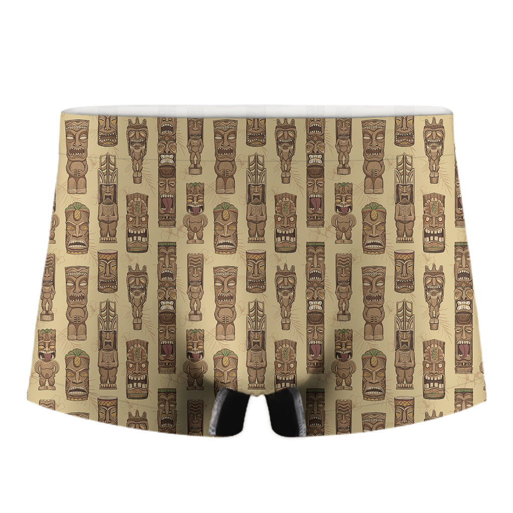 Wooden Tiki Pattern Print Men's Boxer Briefs