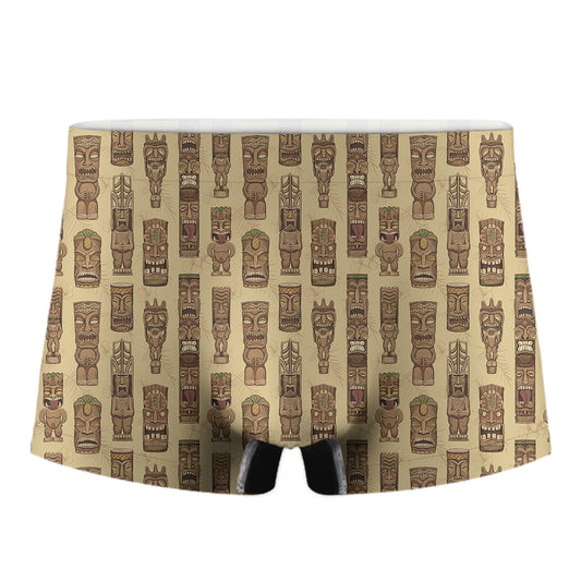 Wooden Tiki Pattern Print Men's Boxer Briefs