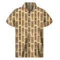 Wooden Tiki Pattern Print Men's Short Sleeve Shirt