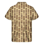 Wooden Tiki Pattern Print Men's Short Sleeve Shirt