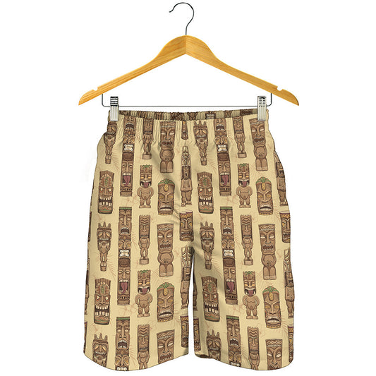 Wooden Tiki Pattern Print Men's Shorts