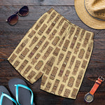 Wooden Tiki Pattern Print Men's Shorts