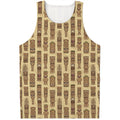 Wooden Tiki Pattern Print Men's Tank Top