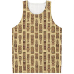 Wooden Tiki Pattern Print Men's Tank Top
