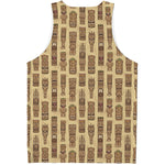 Wooden Tiki Pattern Print Men's Tank Top