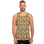 Wooden Tiki Pattern Print Men's Tank Top