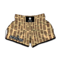 Wooden Tiki Pattern Print Muay Thai Boxing Shorts